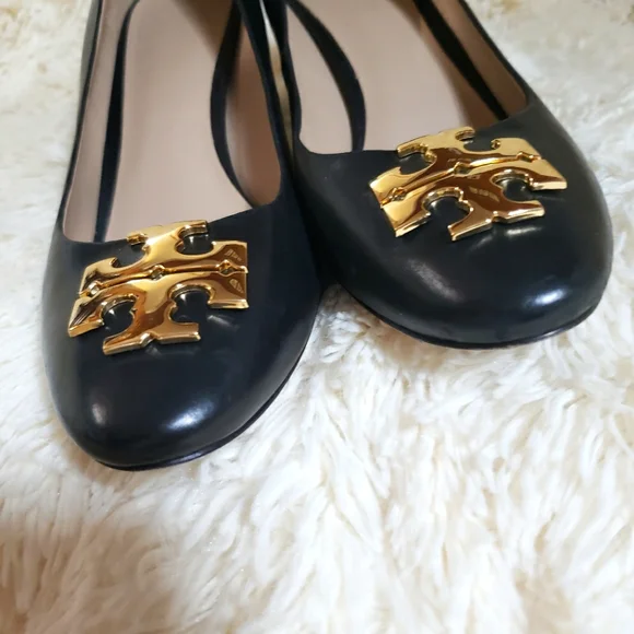 Tory Burch Black Heels with Gold Logo - Picture 10 of 10